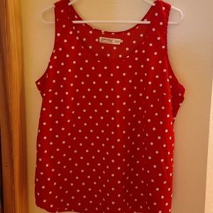 Faded Glory Polyester Red n White Polka Dot Sleeveless Shirt